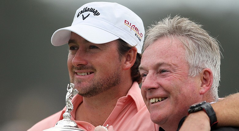 Graeme McDowell and his father, Kenny, celebrate after McDowell's 2010 U.S. Open victory at Pebble Beach. The McDowells will play together this week at the AT&T Pebble Beach National Pro-Am.