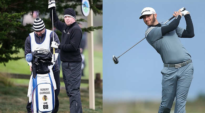 Robert Garrigus, with his Chicago Blackhawks bag, and Dustin Johnson enjoyed their weeks at the PGA Tour's 2014 AT&T Pebble Beach National Pro-Am.