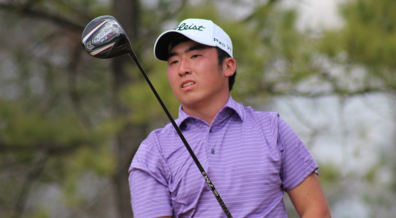 Doug Ghim hits a tee shot during the second round of the CB&I Boys Championship.
