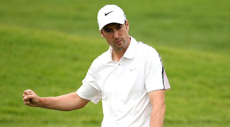 Ross Fisher celebrates a birdie during the third round of the Tshwane Open at Copperleaf Golf & Country Estate.