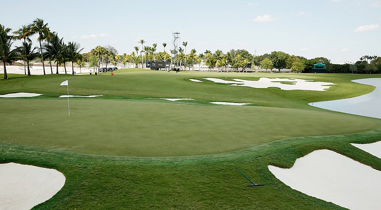 A view of the redesigned 16th hole at Trump National Doral before the WGC-Cadillac Championship.