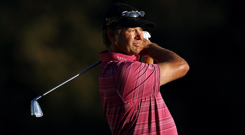 Retief Goosen, shown here at the 2014 Northern Trust Open, shot a 7-under 64 in the third round of the Valspar Championship at Innisbrook Resort.