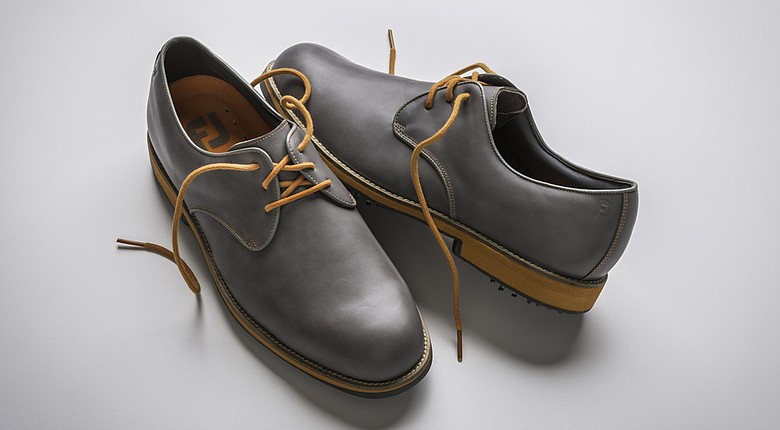 The FJ City comes in two styles: Plain toe blucher and Shield top. (Shown here in Plain toe blucher, gray/orange).