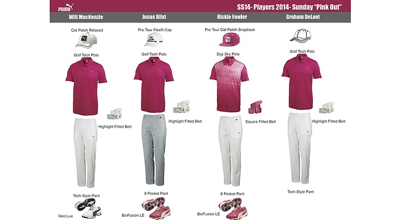 Puma Golf ambassador's pink apparel for The Players Championship on Sunday.