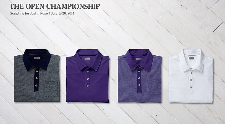 Justin Rose's Ashworth Golf shirts for the 2014 Open Championship.