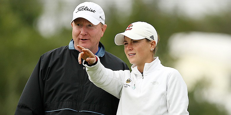 Katie Mitchell with her caddie/father Mitch during the 2015 South Atlantic Amateur.