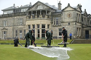 A look at the rain on St. Andrews' Old Course at the 2015 British Open