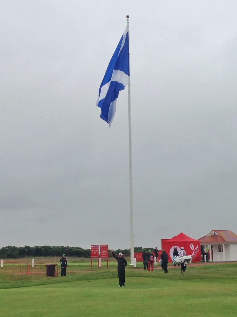 Mo Martin, shown under the Scottish flag ahead of the 2015 Ricoh Women's British Open