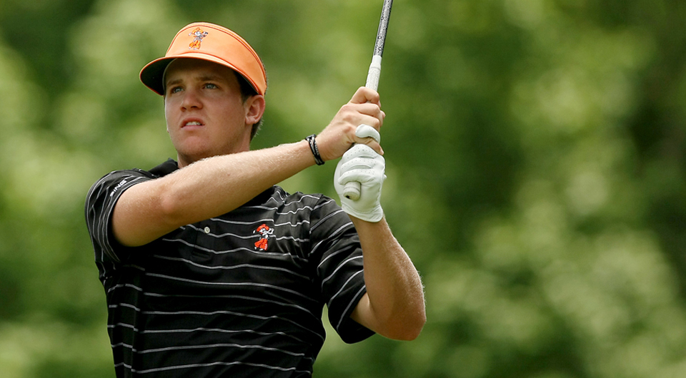 Oklahoma State and Coastal Carolina lead after a shortened first round at the John Hayt Collegiate Invitational. 